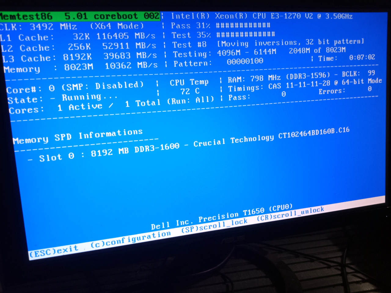 MemTest86+ on T1650